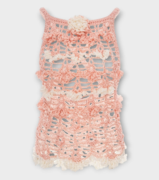 Chrysanthemum Handmade Crochet Top | Pink