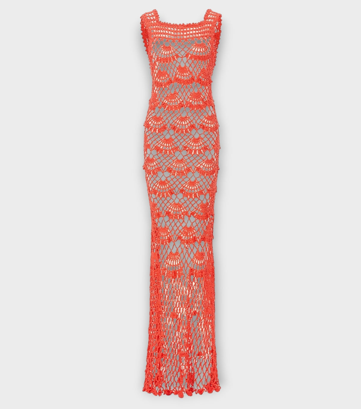 Coral Shell Handmade Maxi Crochet Dress