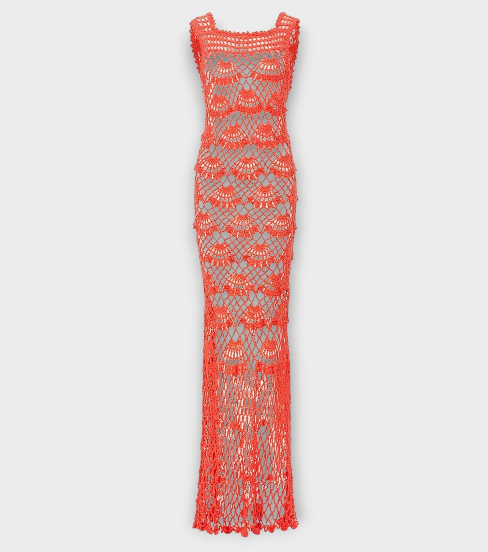 Coral Shell Handmade Maxi Crochet Dress