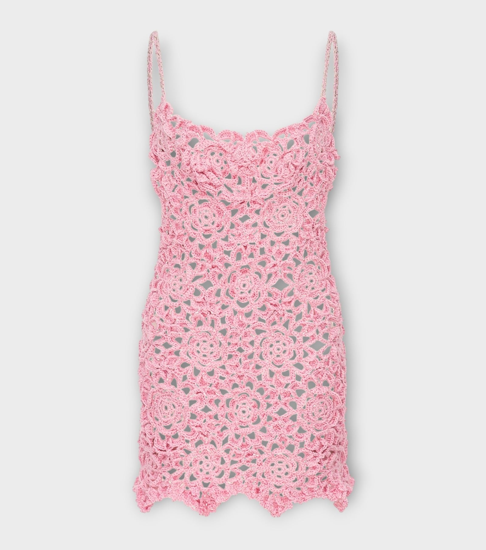 Pink Pearl Handmade Crochet Mini Dress