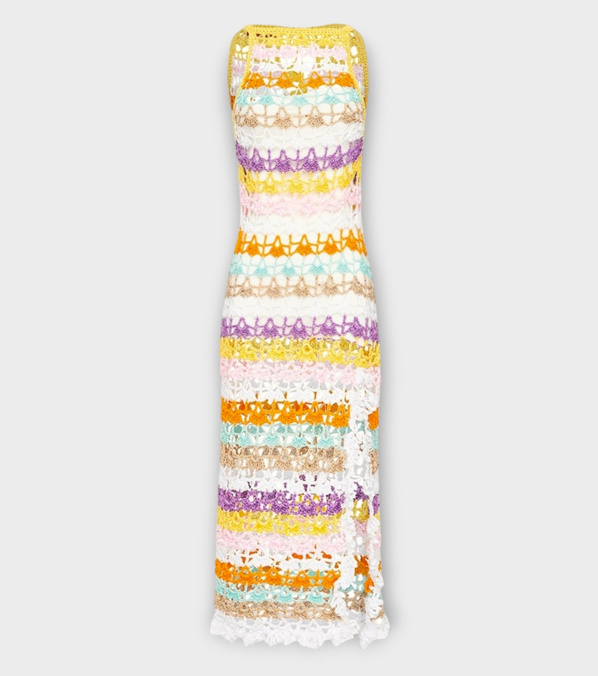 Rainbow Handmade Midi Crochet Dress
