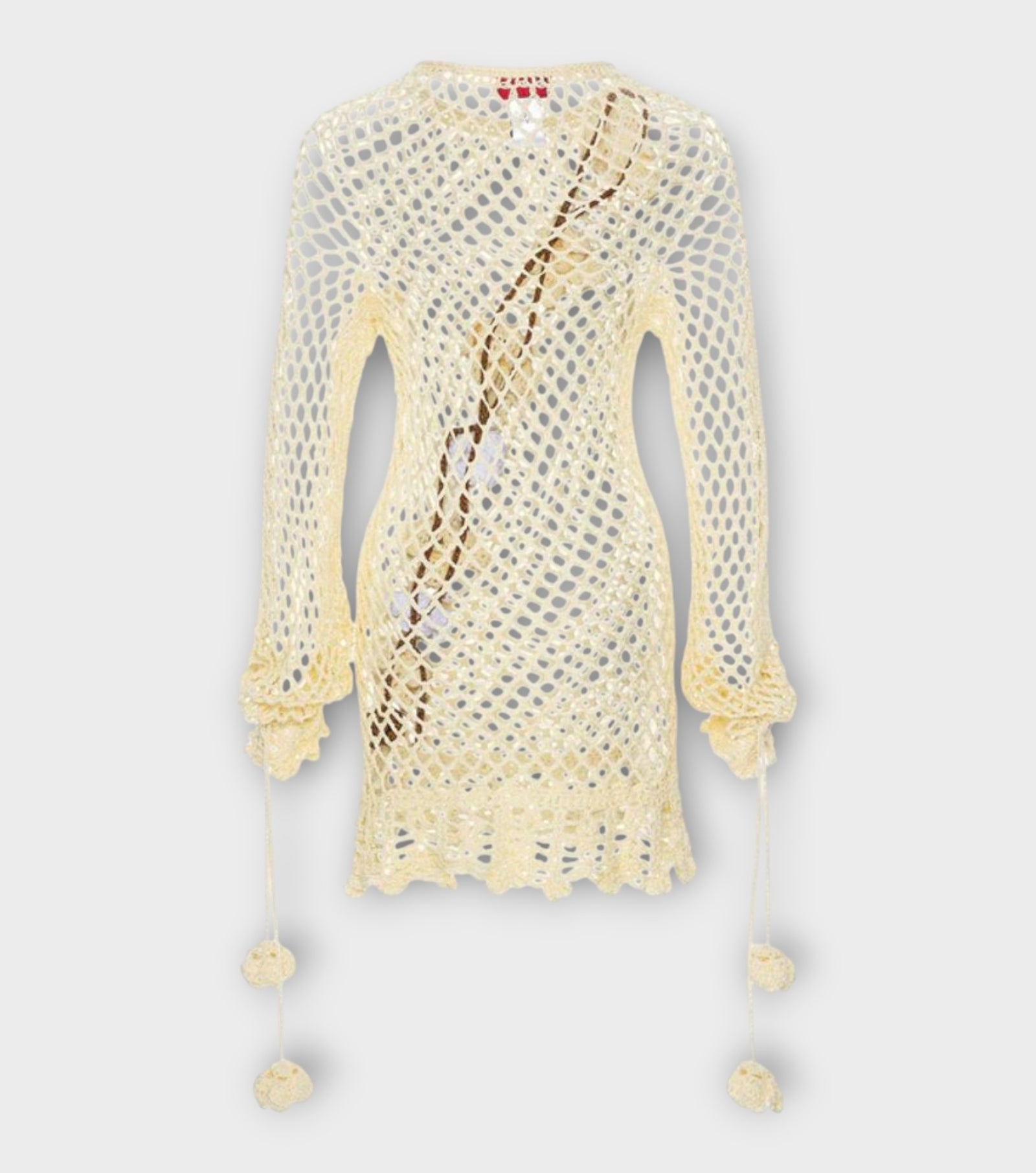 Long Sleeve Vanilla Multicolor Handmade Crochet Top-Dress