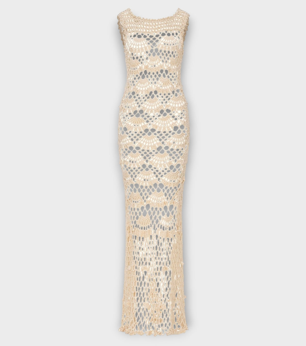 White Pearl Handmade Maxi Crochet Dress