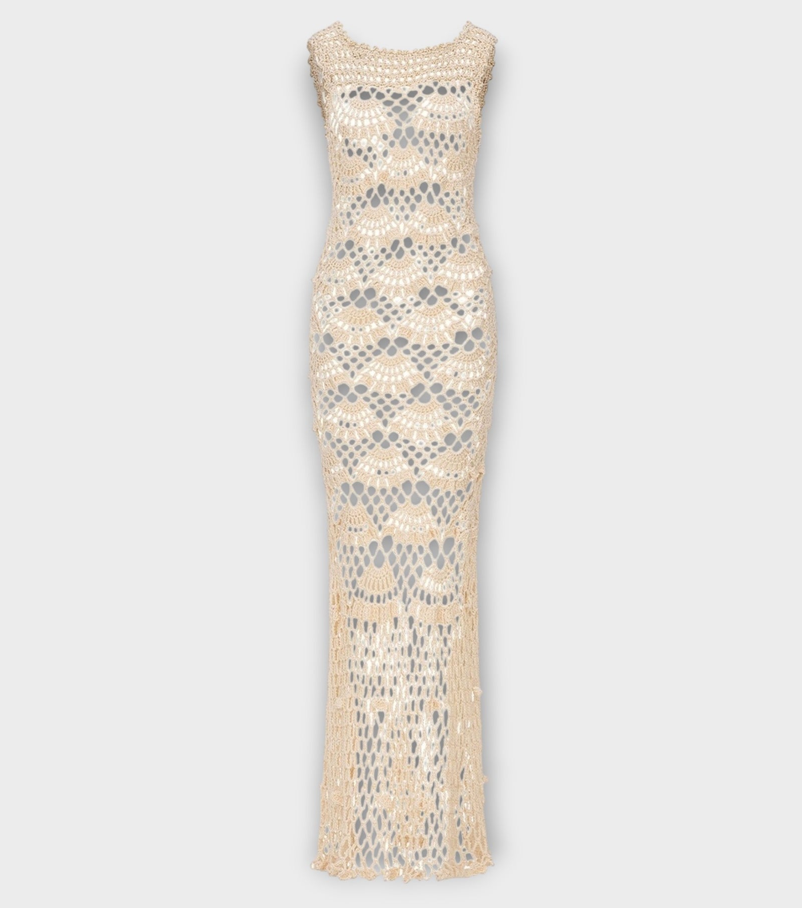 White Pearl Handmade Maxi Crochet Dress