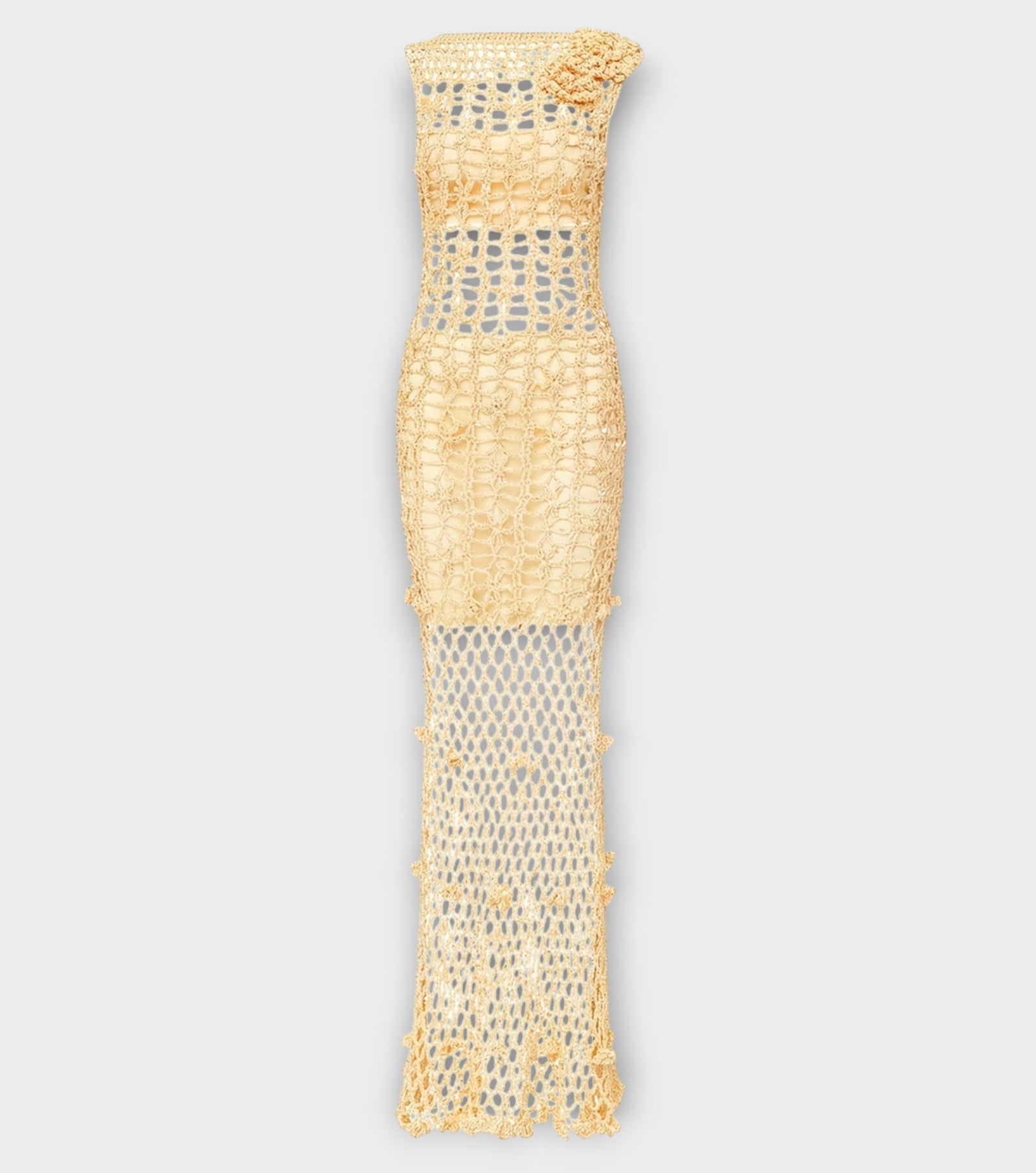 Yellow Cherry Handmade Maxi Crochet Dress