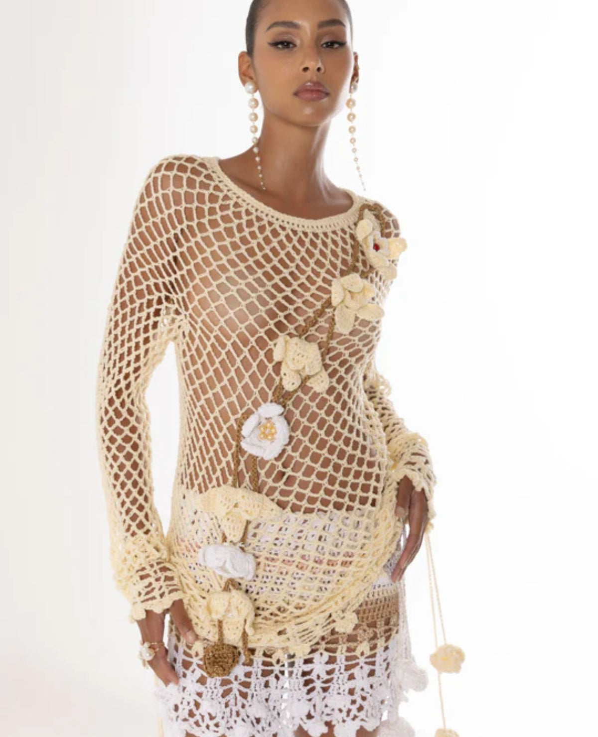 ANDREEVA - Vanilla Multicolor Handmade Crochet Skirt, buy at DOORS NYC