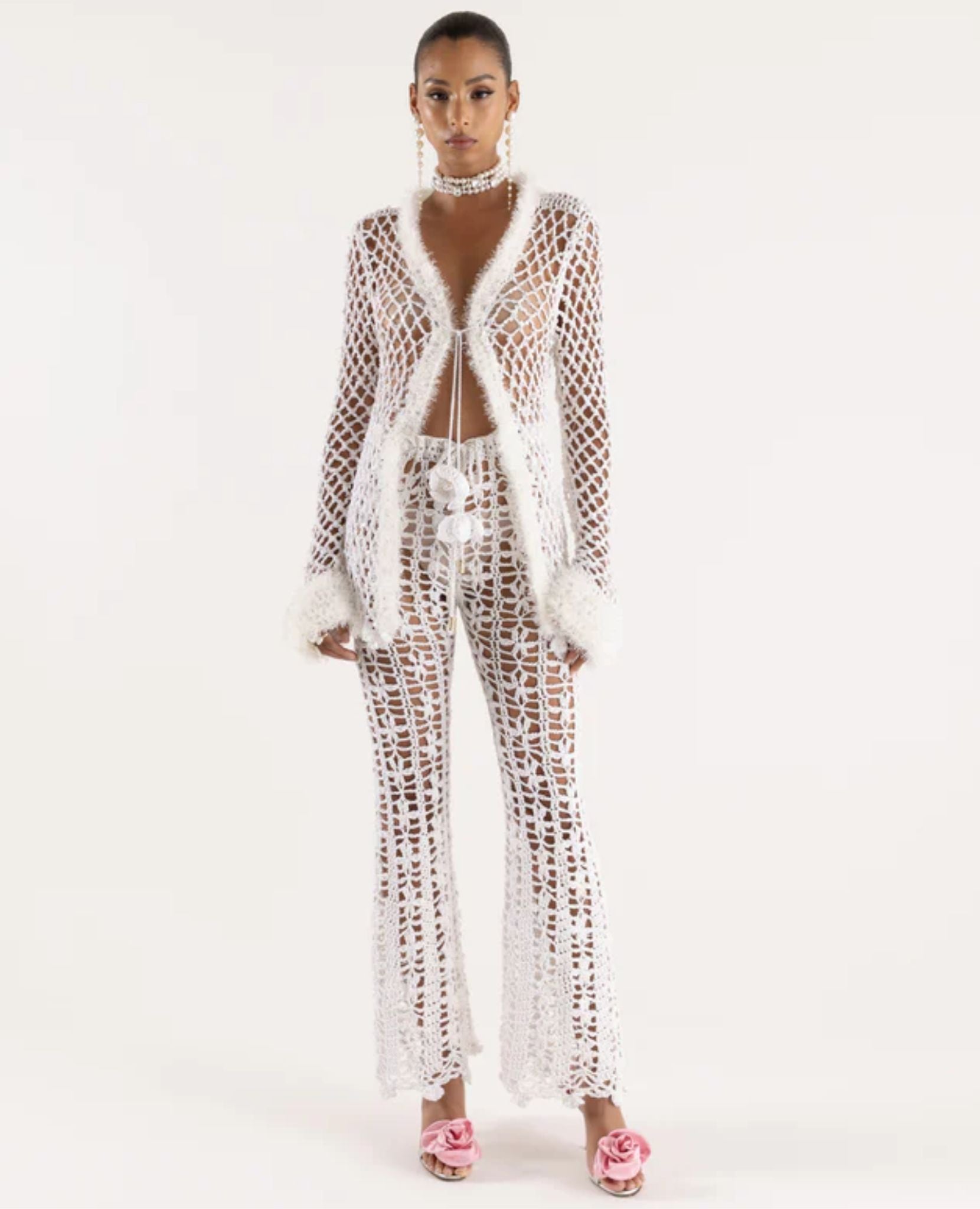 ANDREEVA - White Vanilla Handmade Crochet Pants, buy at DOORS NYC