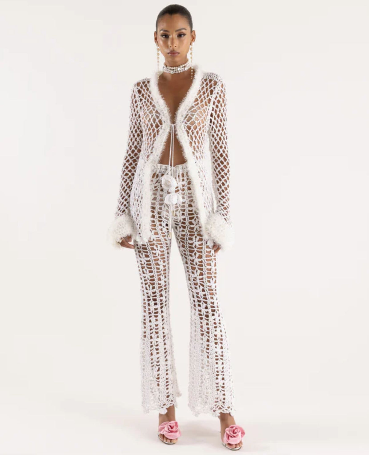 ANDREEVA - White Vanilla Handmade Crochet Pants, buy at DOORS NYC
