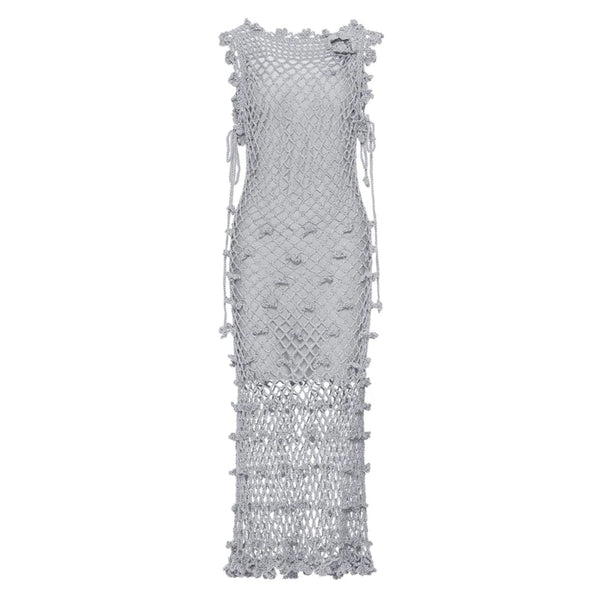ANDREEVA - Sofia Silver Handmade Crochet Dress | DOORS NYC