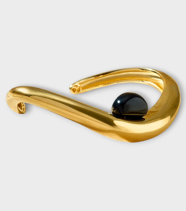 Gold Plated Onyx Presente Bracelet - Entre Camadas Collection