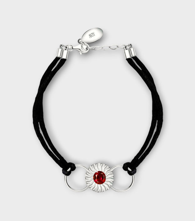 Black Aura Thread Bracelet with Silver & Diamond