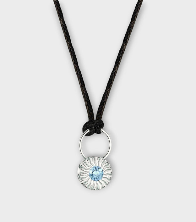 Black Aura Thread Necklace with Silver & Topaz