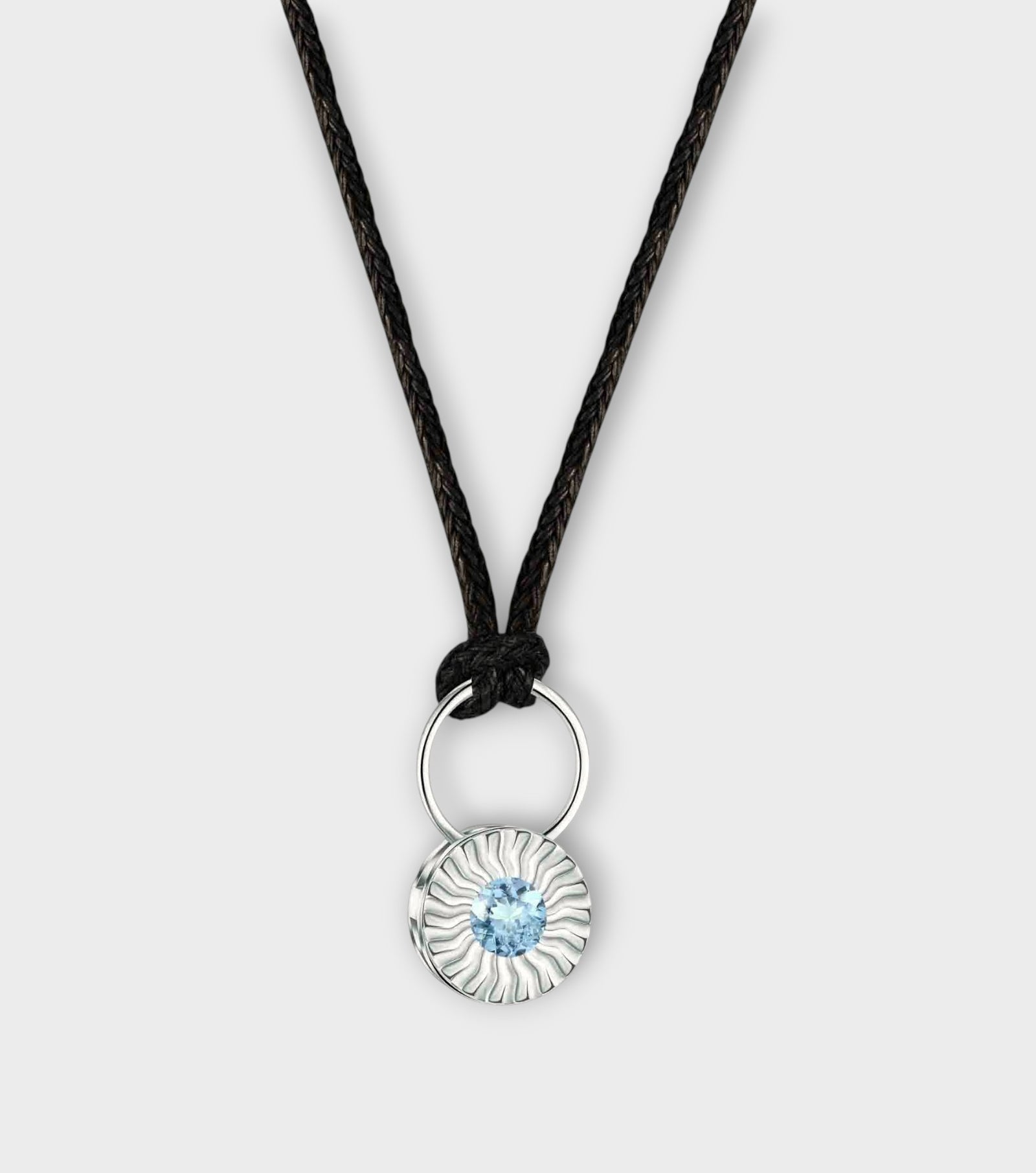 Black Aura Thread Necklace with Silver & Topaz