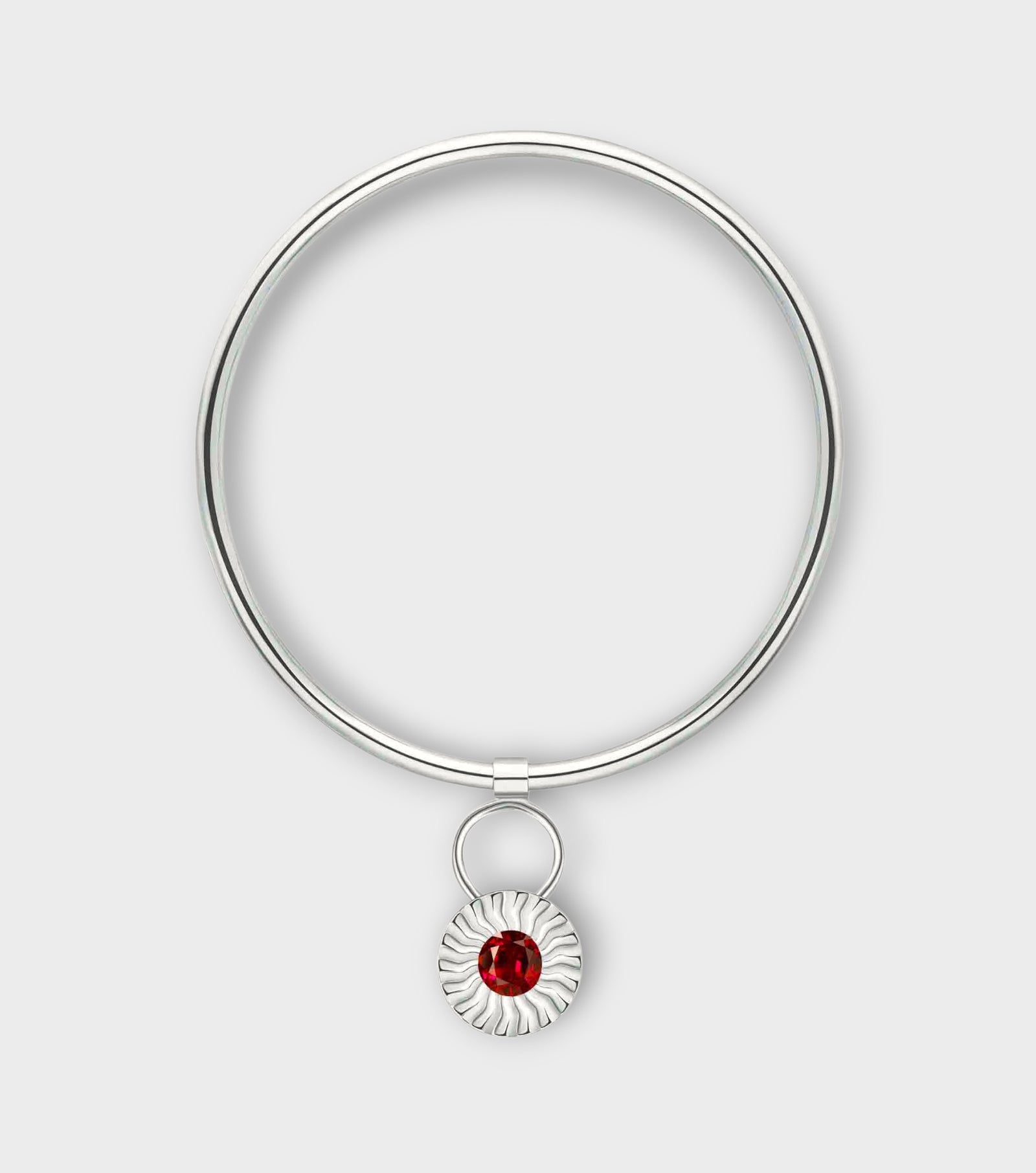 Silver Aura Bangle with Diamond & Rhodolite