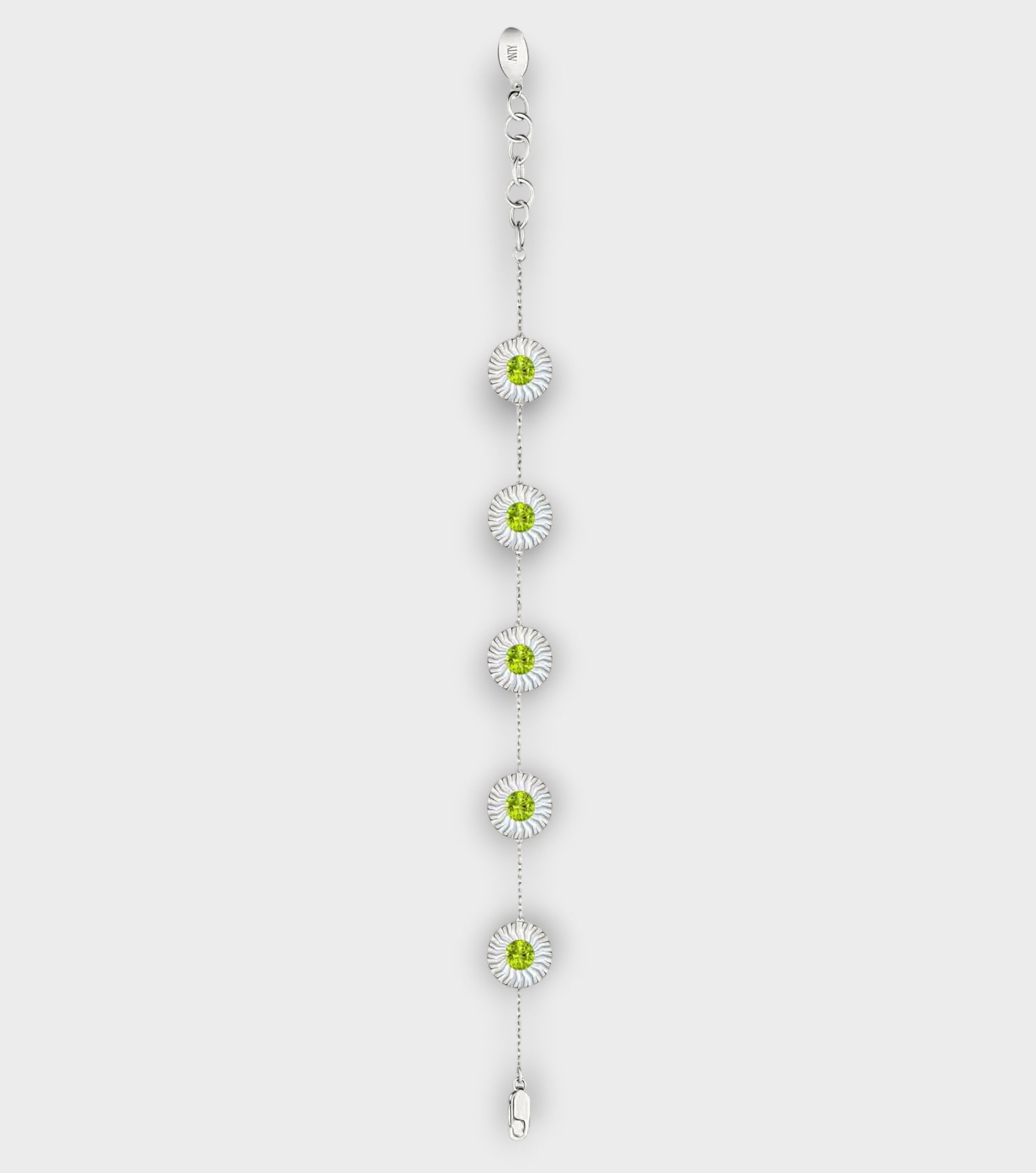 Silver Aura Bracelet with Diamond & Green Peridot