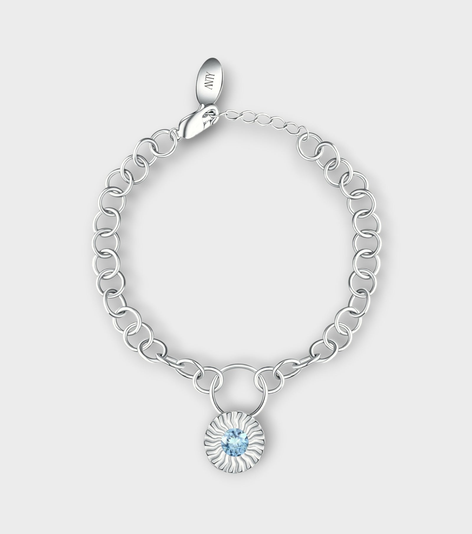 Silver Aura Drop Bracelet with Blue Topaz