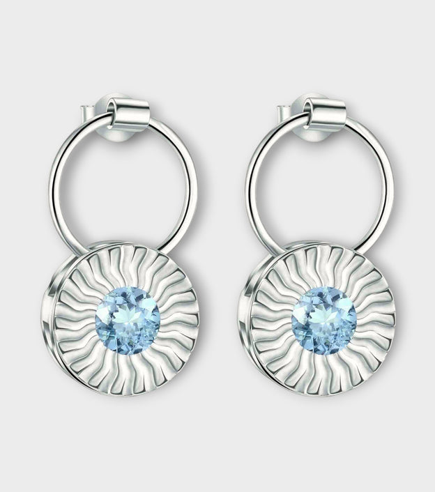 Silver Aura Drop Earrings with Blue Topaz