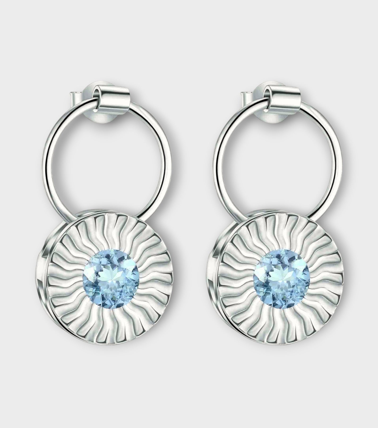 Silver Aura Drop Earrings with Blue Topaz