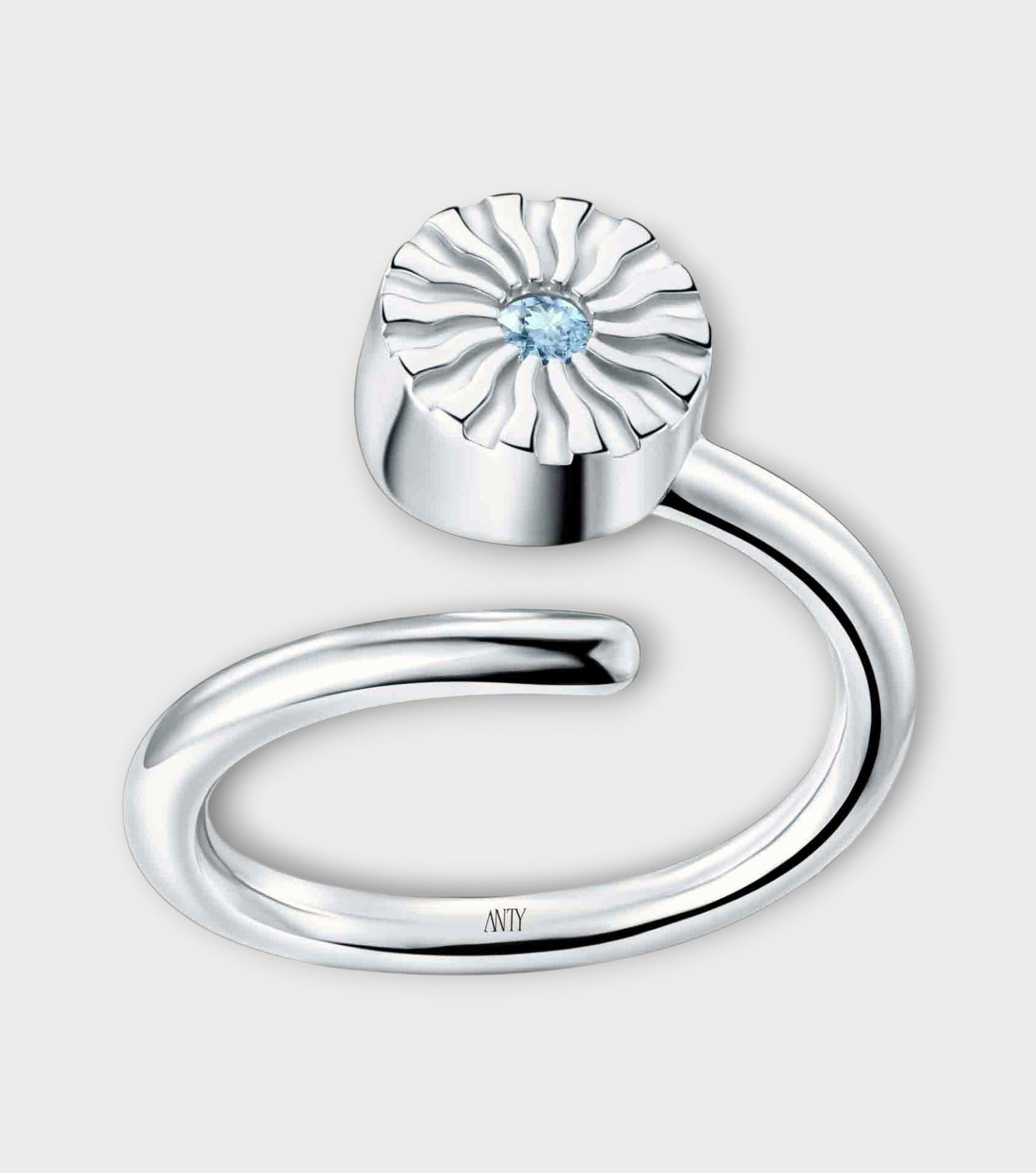 Silver Aura Duo Curve Ring with Blue Topaz