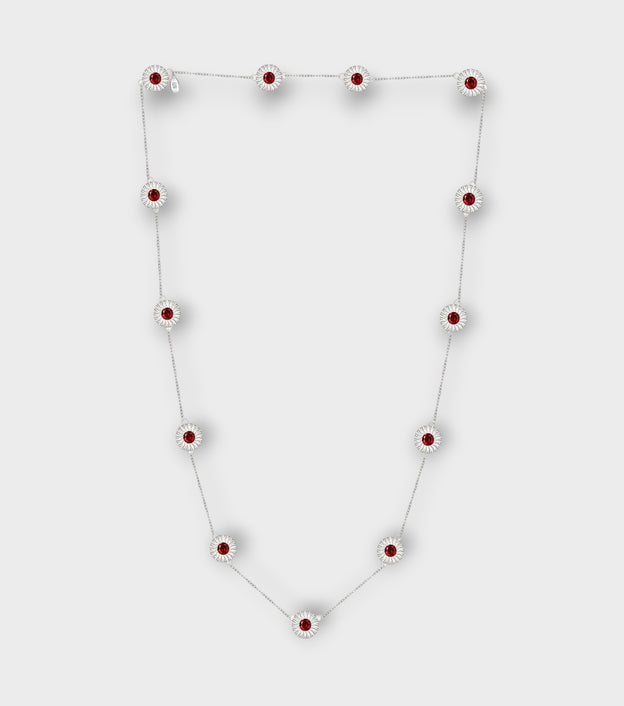 Silver Aura Long Necklace with 13 Star Motifs