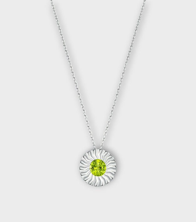 Silver Aura Pendant Necklace with Peridot & Diamond | PR Sample
