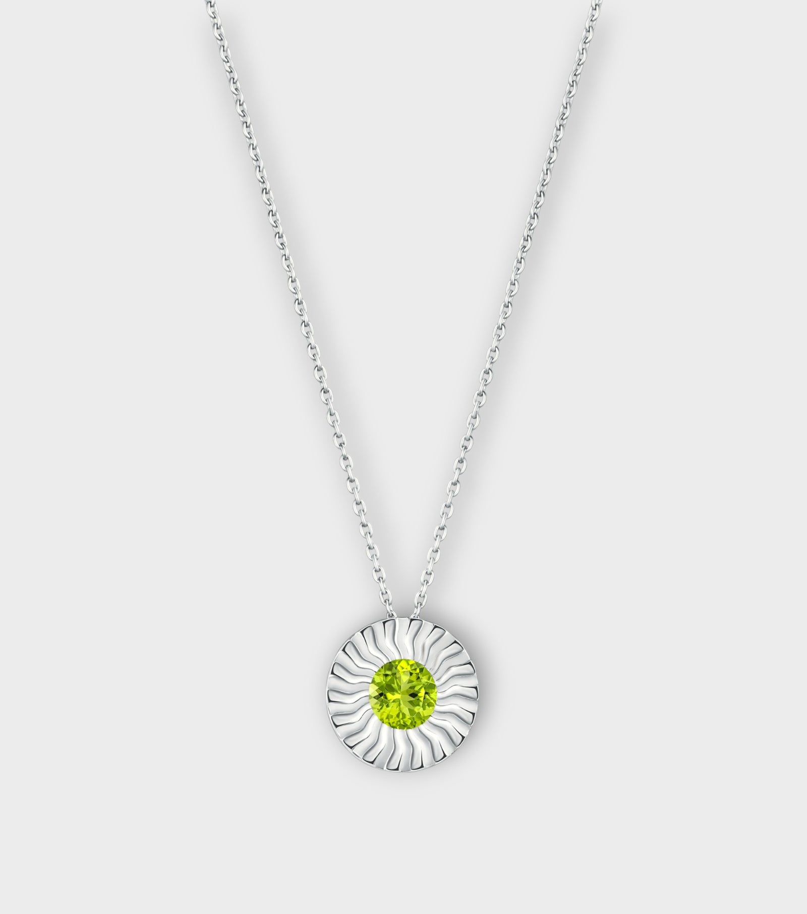 Silver Aura Pendant Necklace with Peridot & Diamond
