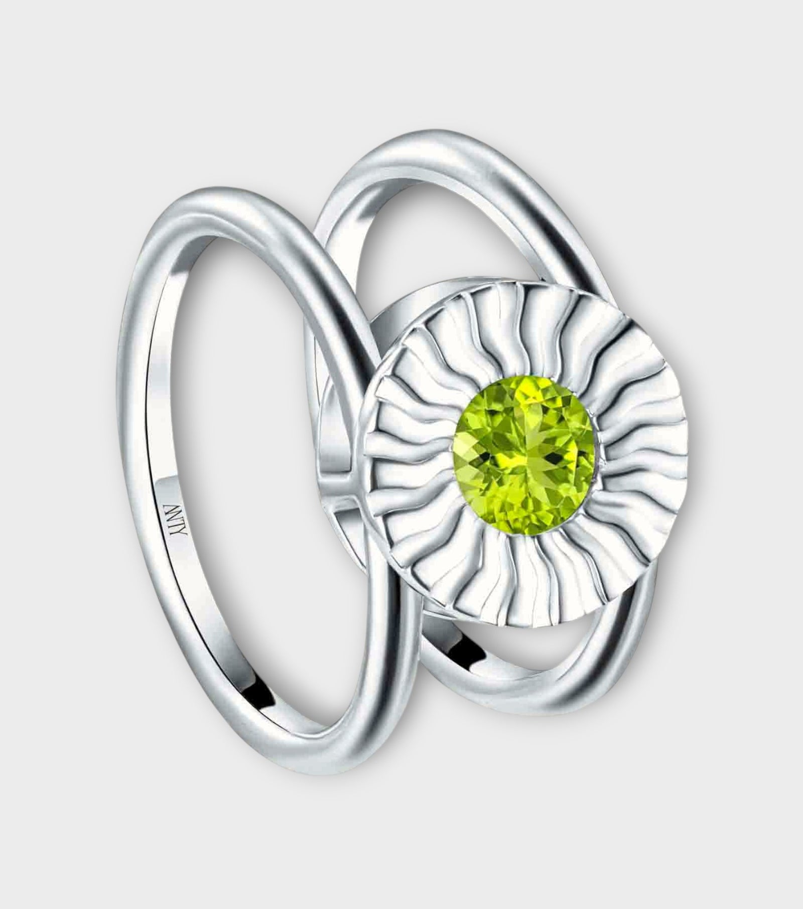 Silver Aura Reversible Ring with Peridot & Diamond