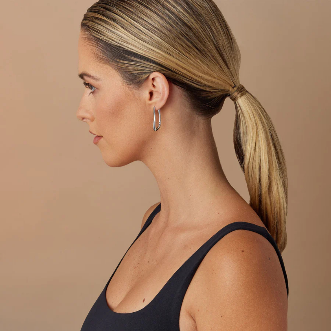 Silver Ballerina Hoop Earrings