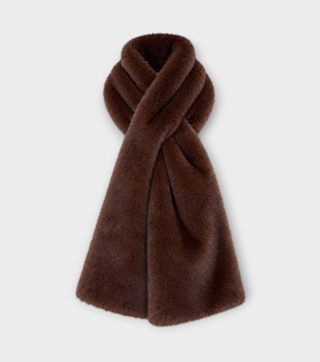 Faux Mink Fur Brown Scarf