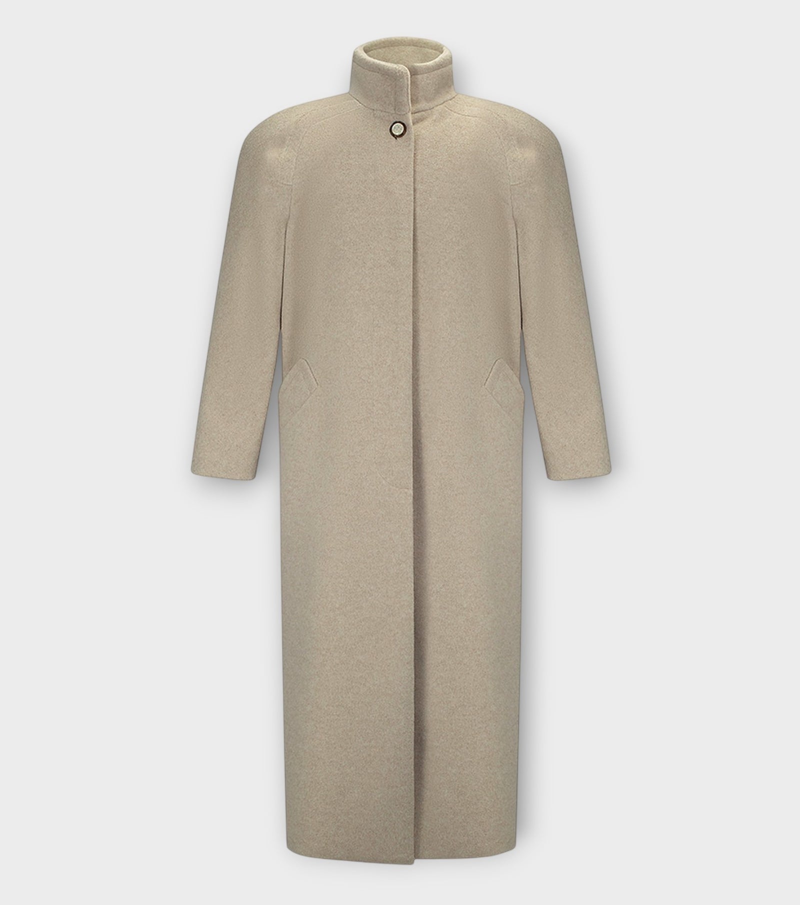 Beige Maxi Coat with Vintage Buttons