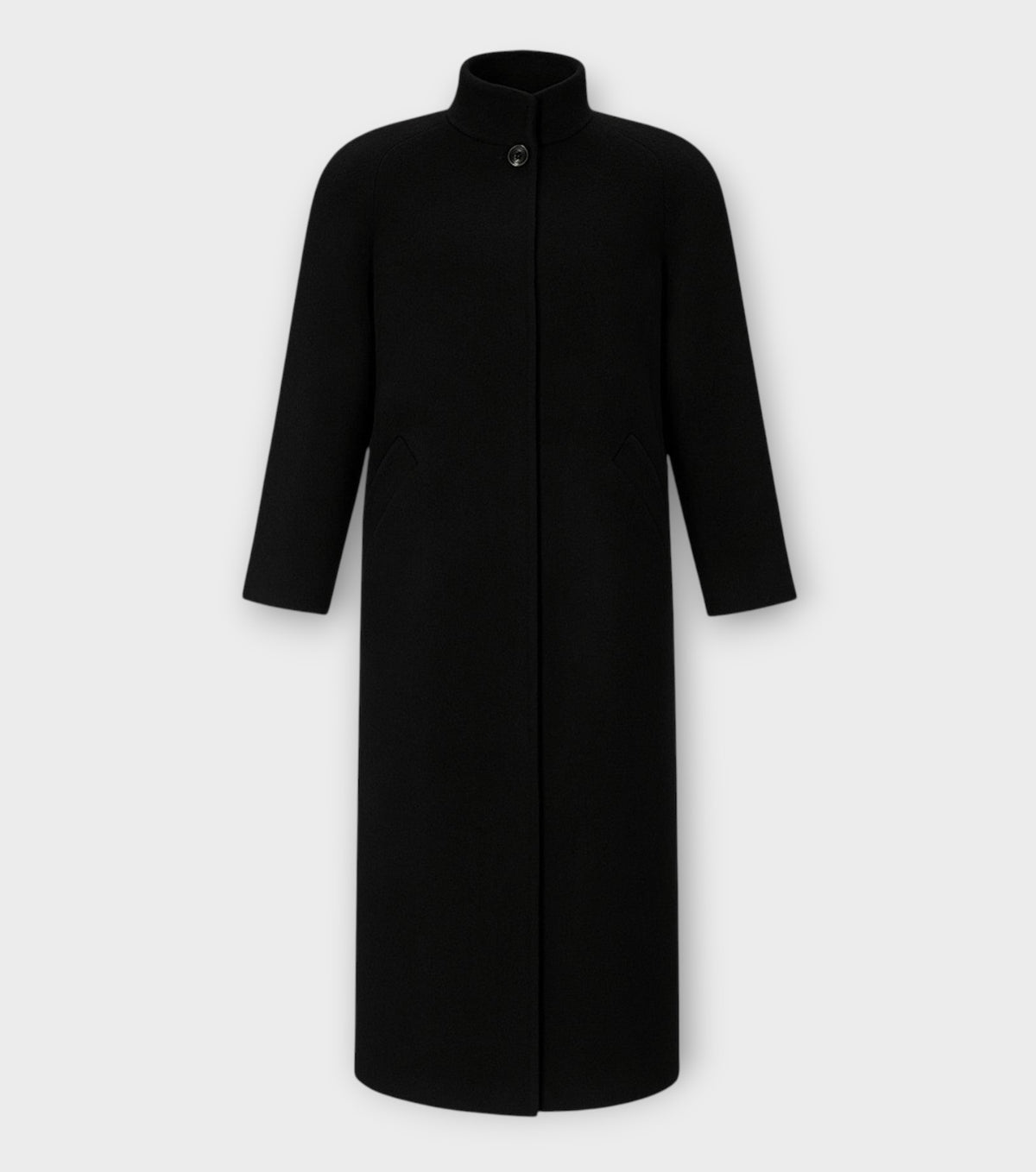 Black Maxi Coat with Vintage Buttons