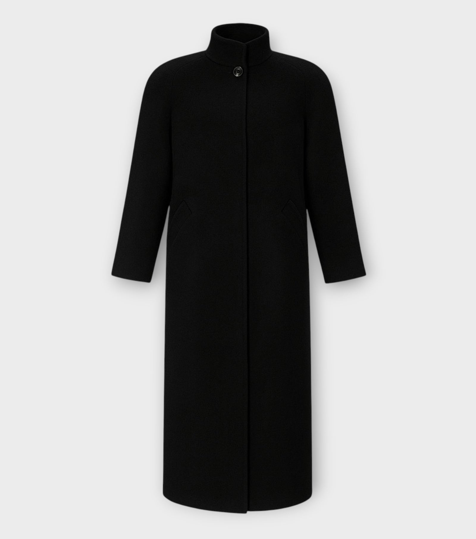 Black Maxi Coat with Vintage Buttons