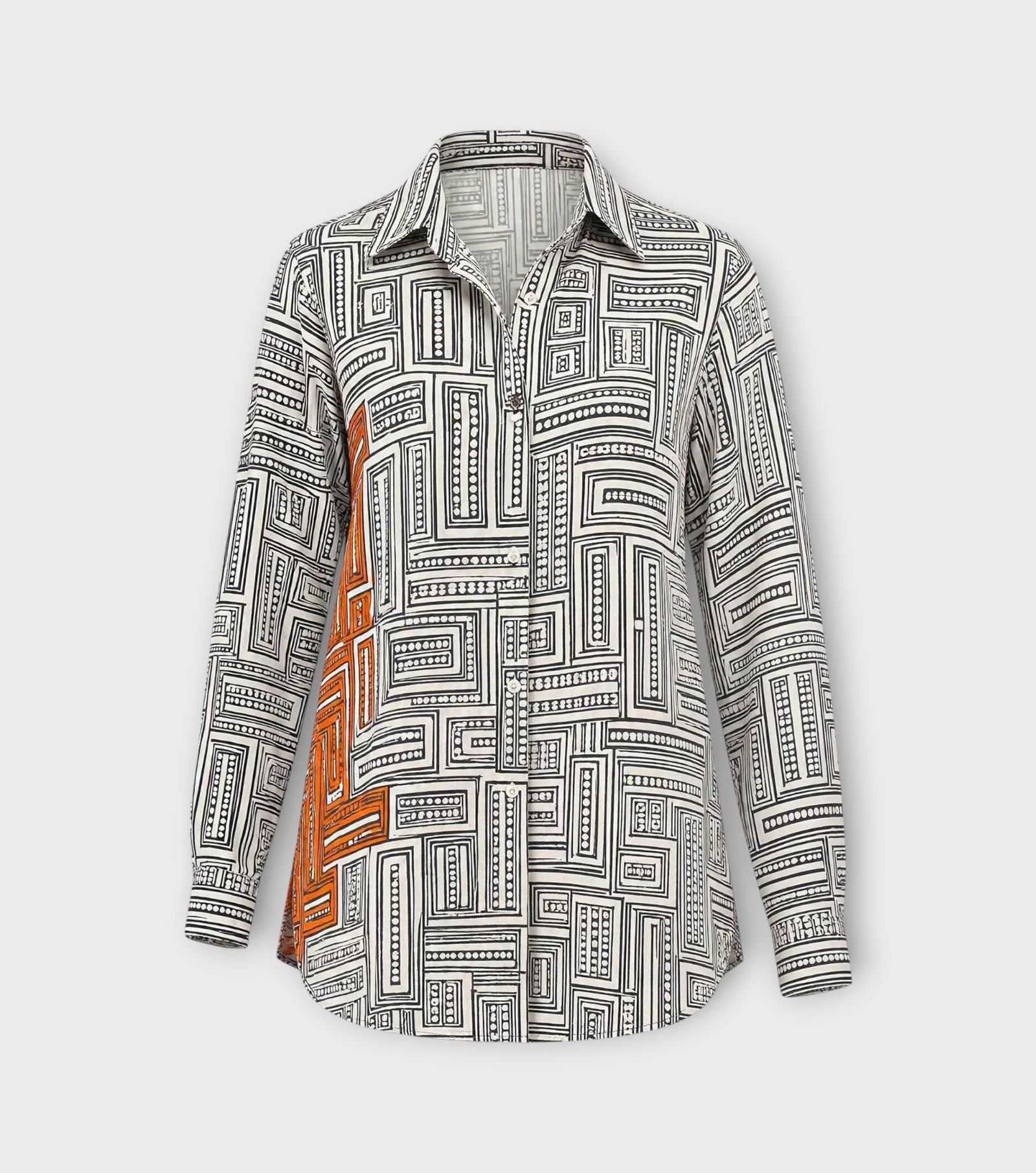 Black White Burnt Orange Embellished Shirt
