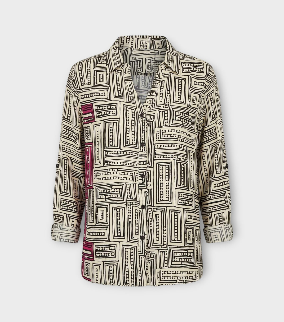 Black White Fuchsia Embellished Shirt