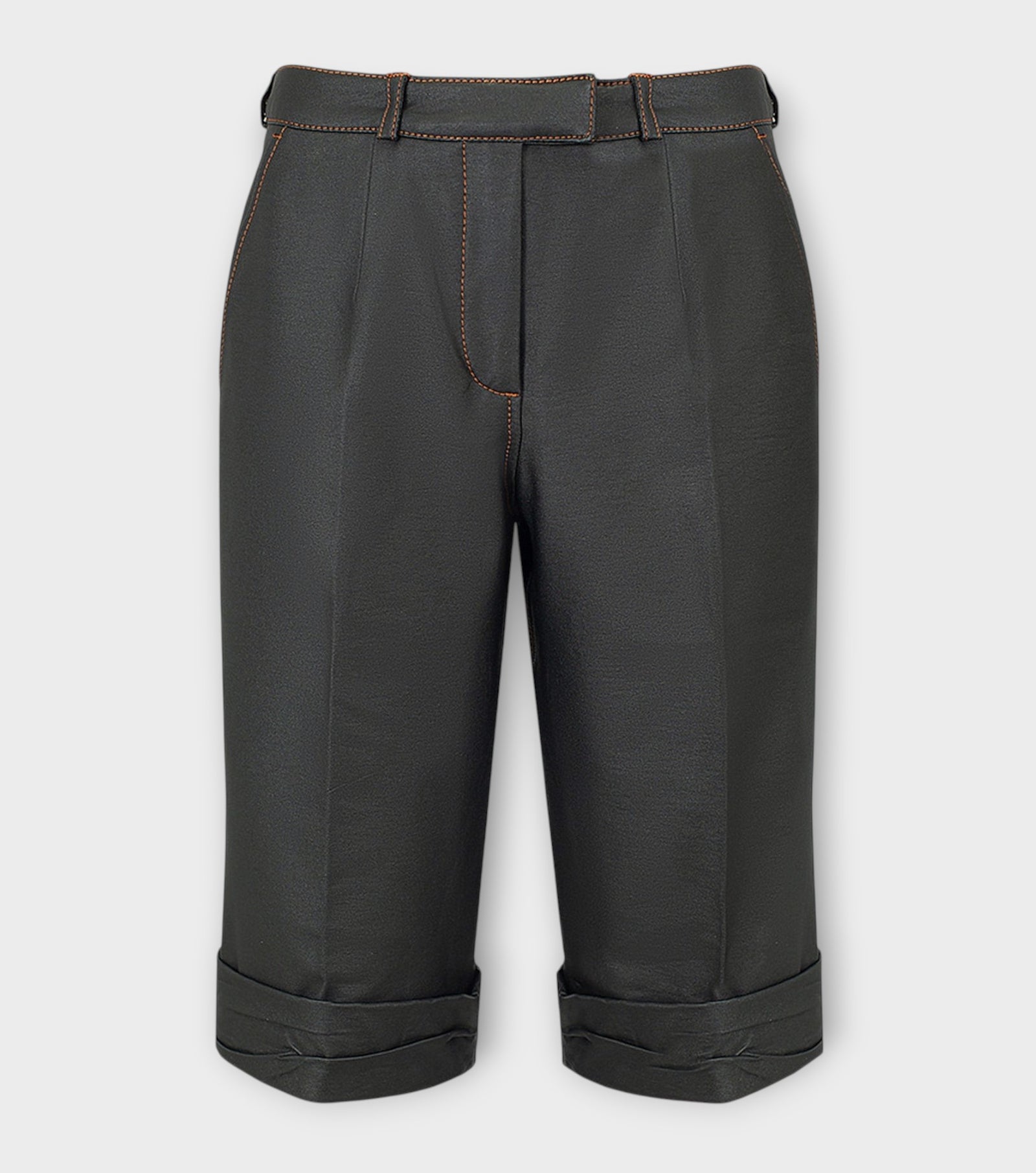 Black Wrinkled Faux Leather Shorts