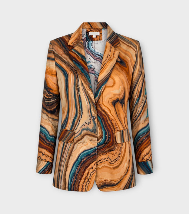 Brown Grey Orange Embellished Blazer