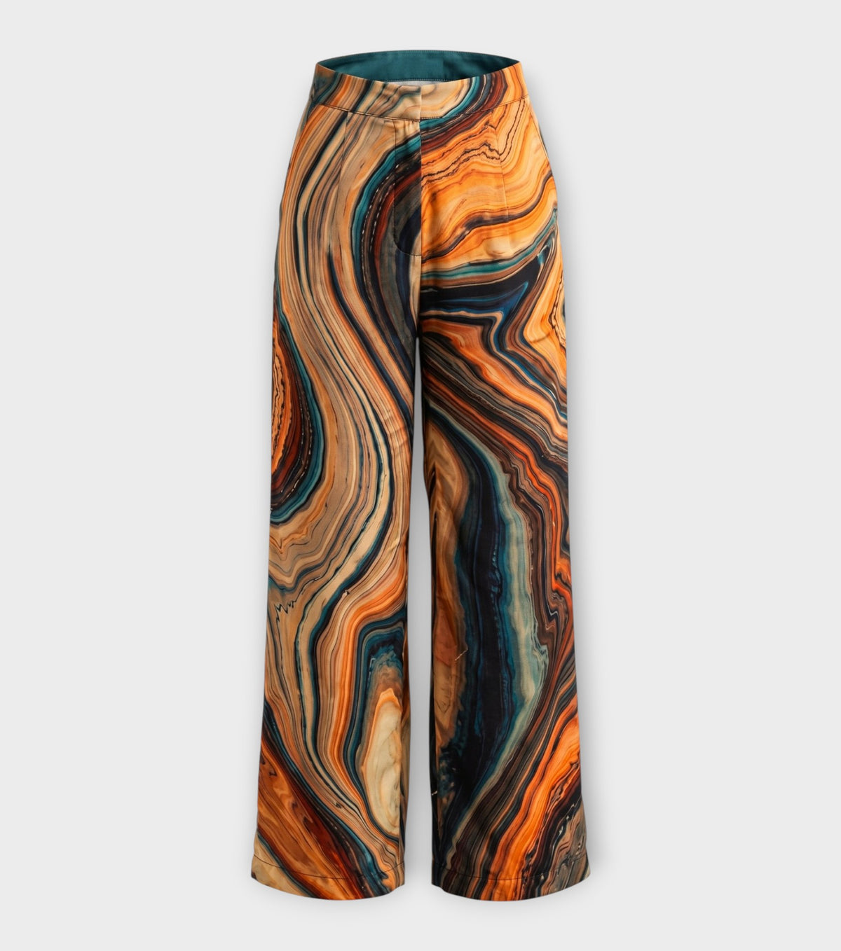 Brown Grey Orange Fluid Trousers