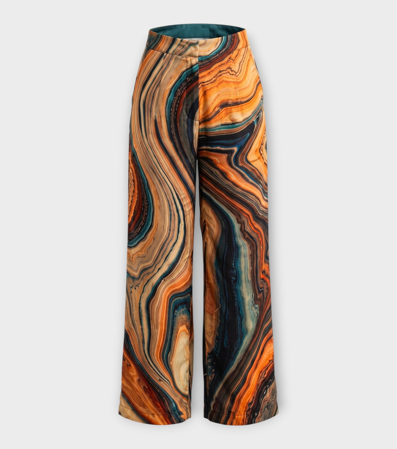 Brown Grey Orange Fluid Trousers