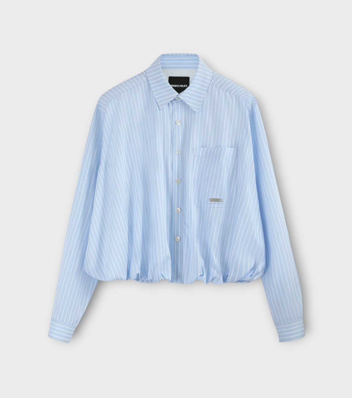 Bubble Hem Cropped Stripe Shirt
