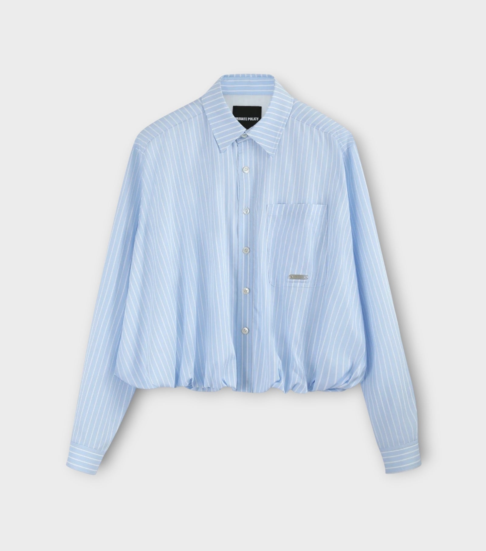 Bubble Hem Cropped Stripe Shirt
