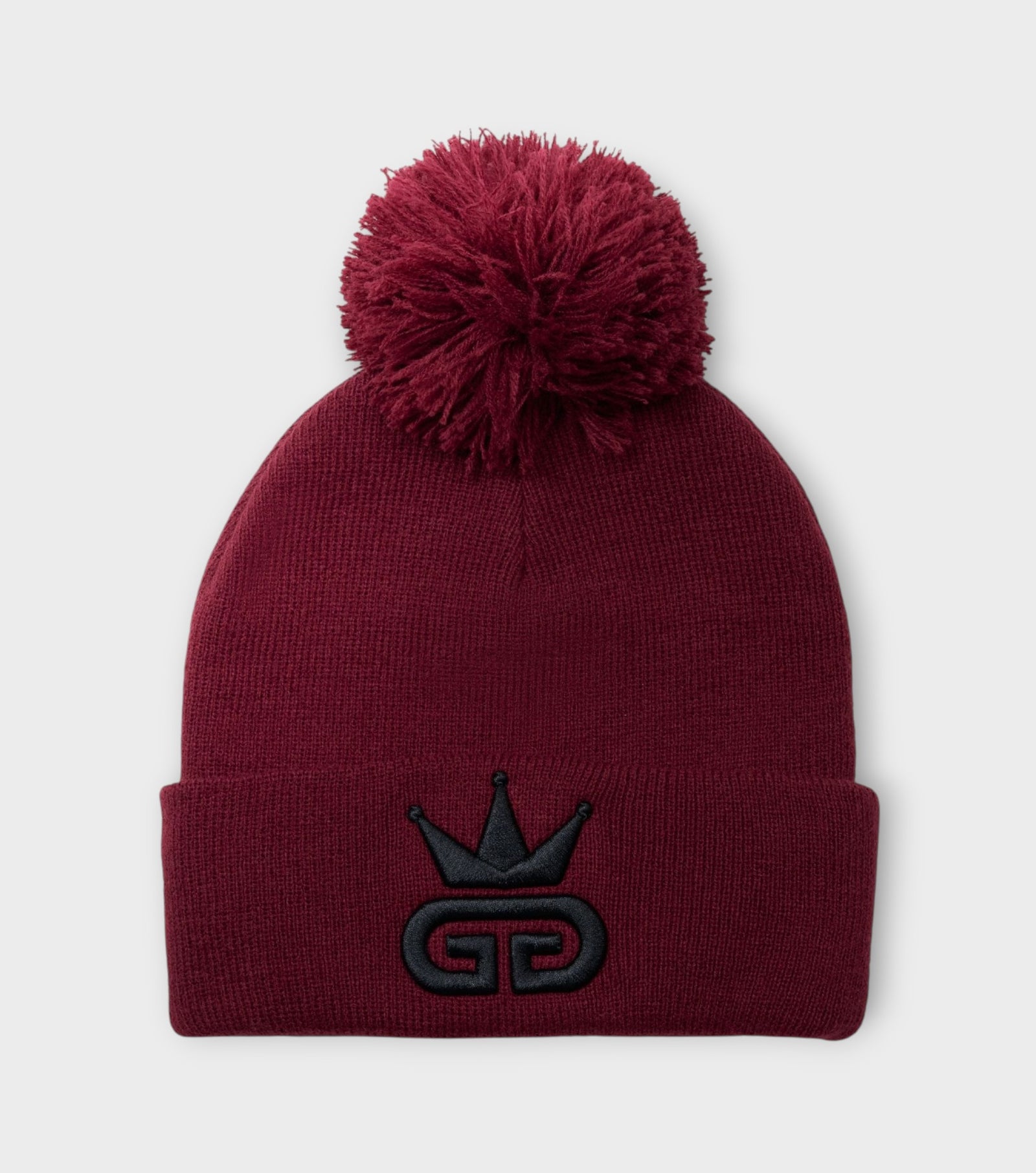 Burgundy Beanie with Black Woven Logo