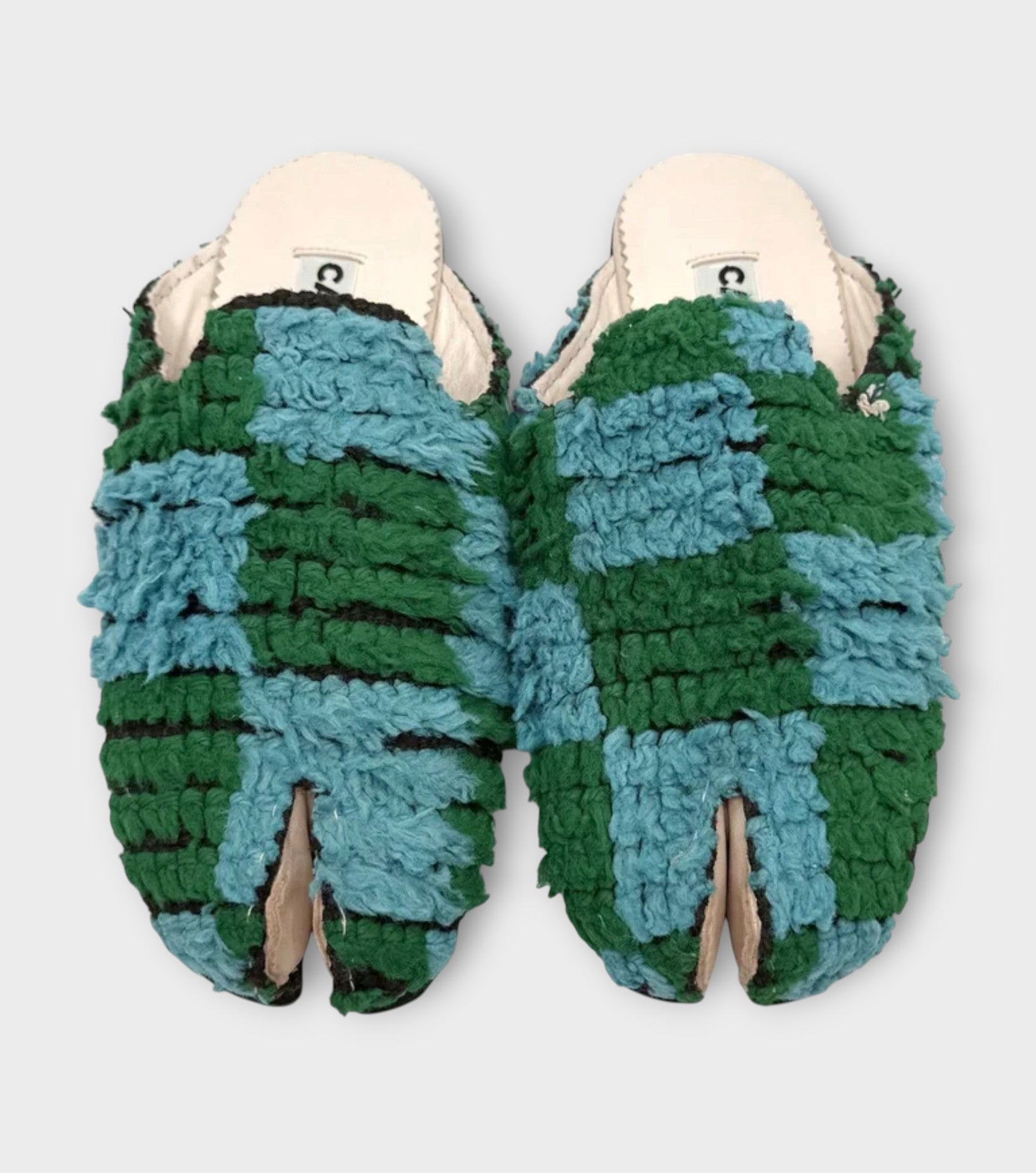 Green and Blue Tabi Babouche Slippers