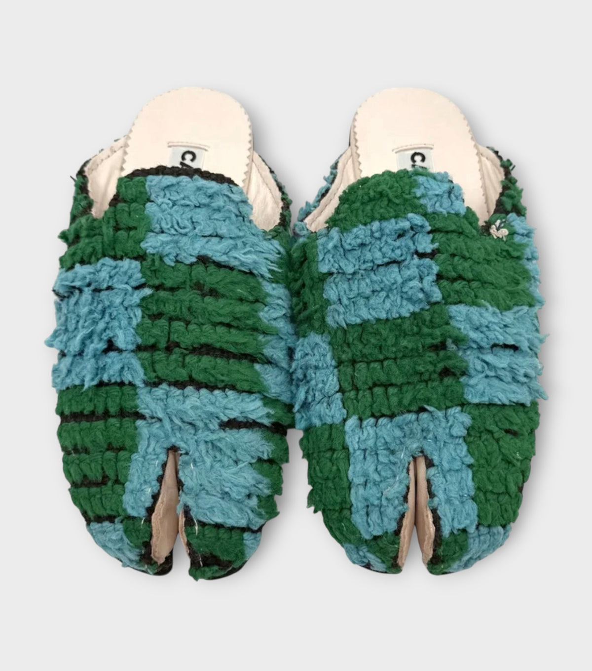 Green and Blue Tabi Babouche Slippers