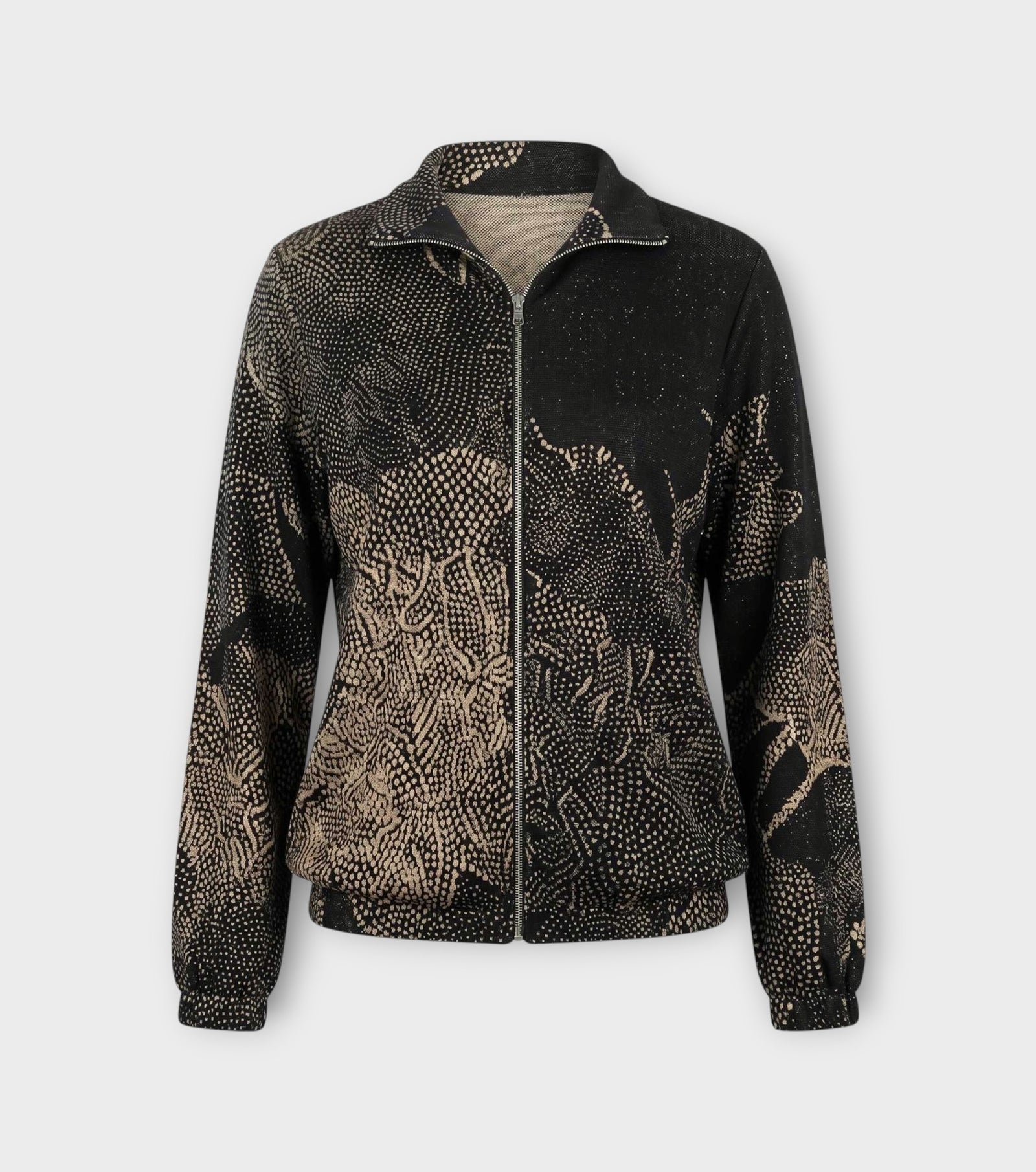 Charcoal Grey Rust Zip-Front Top