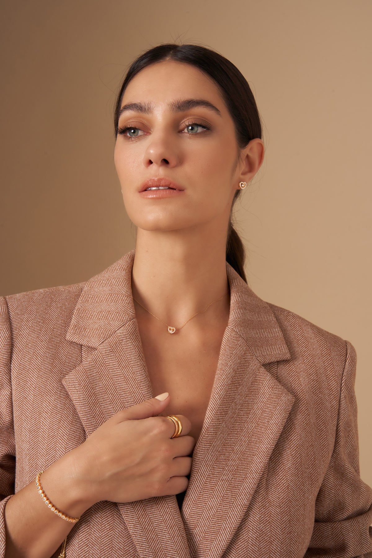 Gold Adjustable Tennis Bracelet with Zirconia