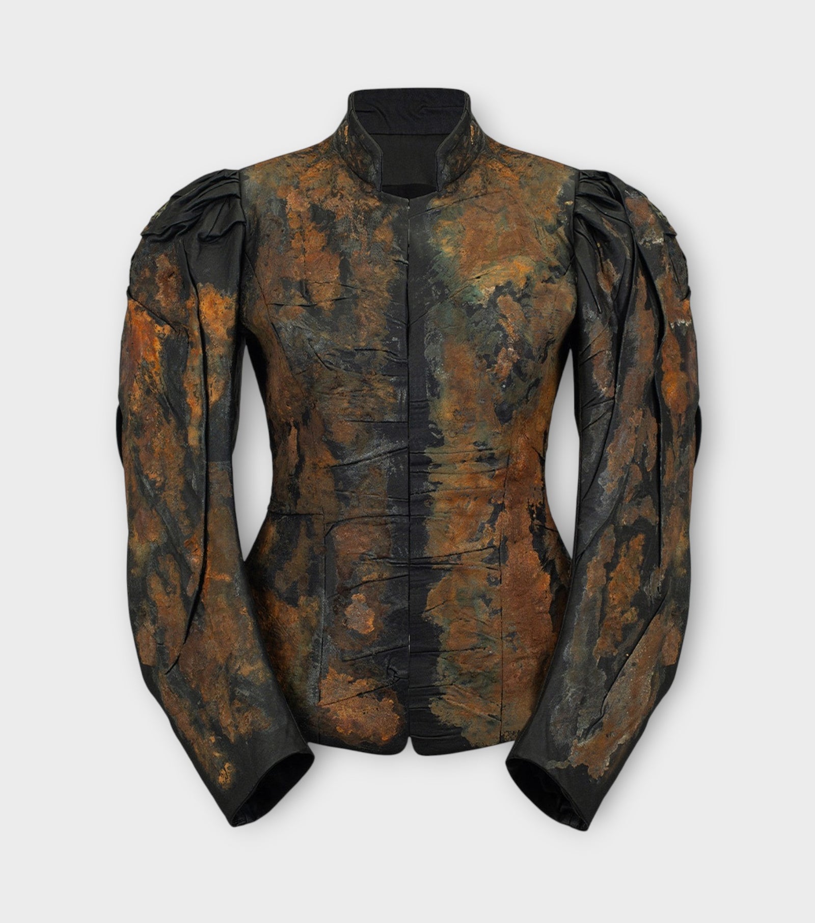 Couture Rusty Wrinkled Faux Leather Blazer