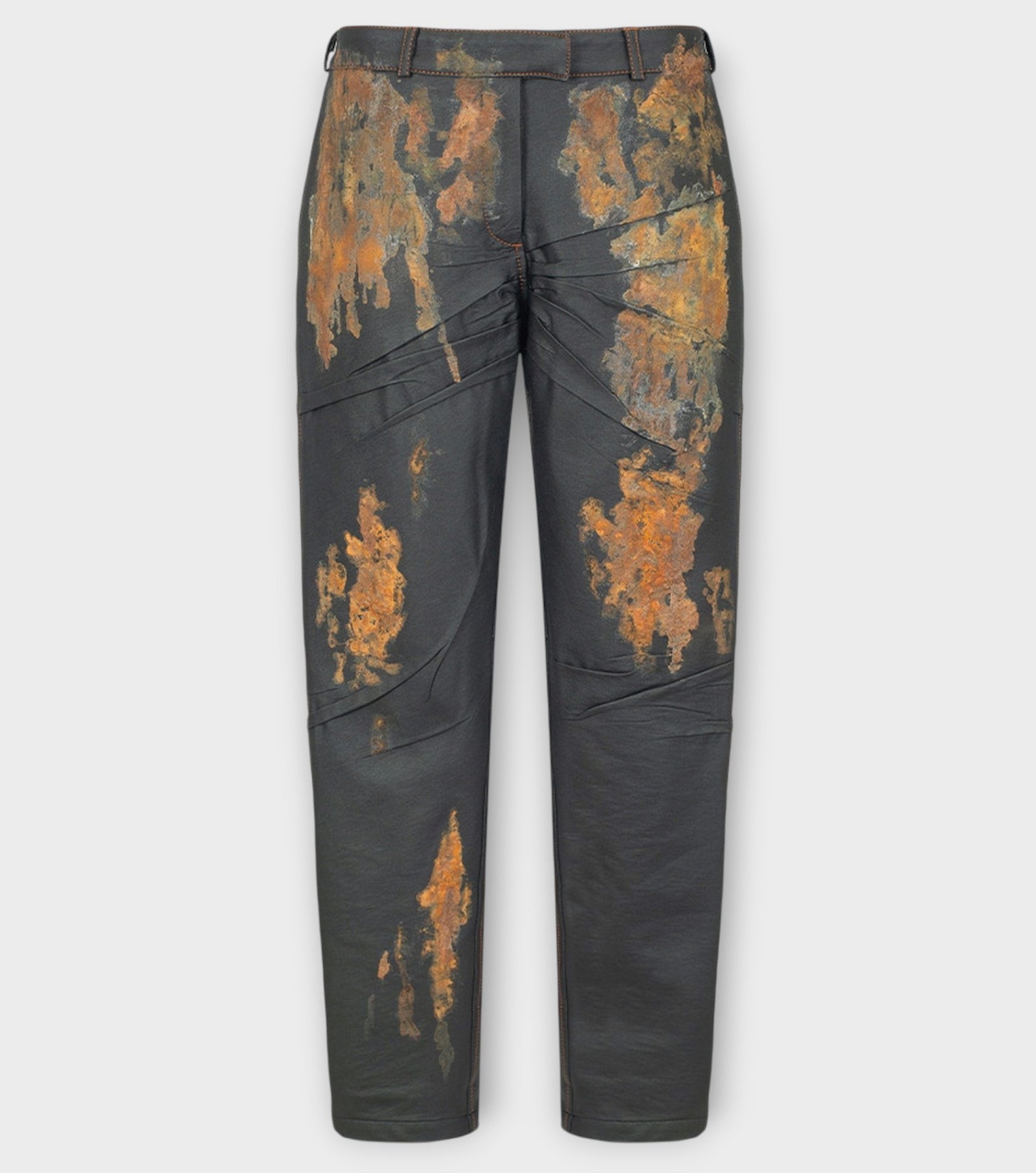 Couture Rusty Wrinkled Faux Leather Trousers