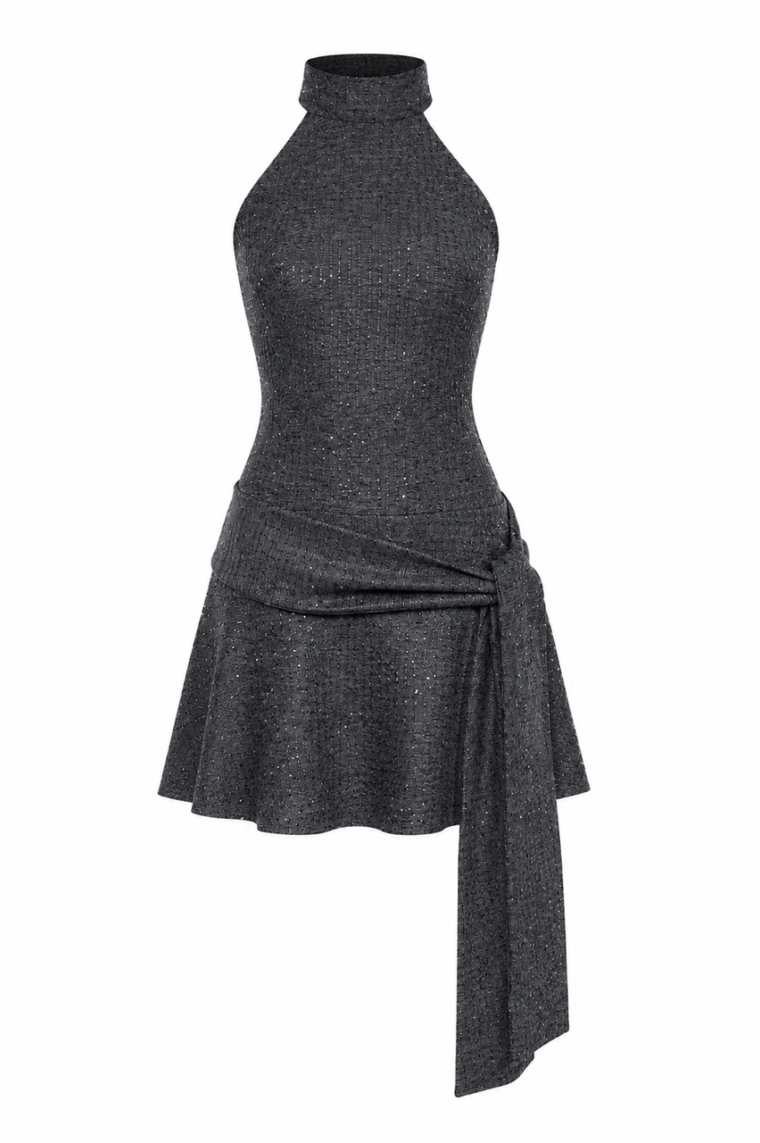 FARAH SEIF - Ellipse Grey Sparkly Dress, buy at DOORS NYC