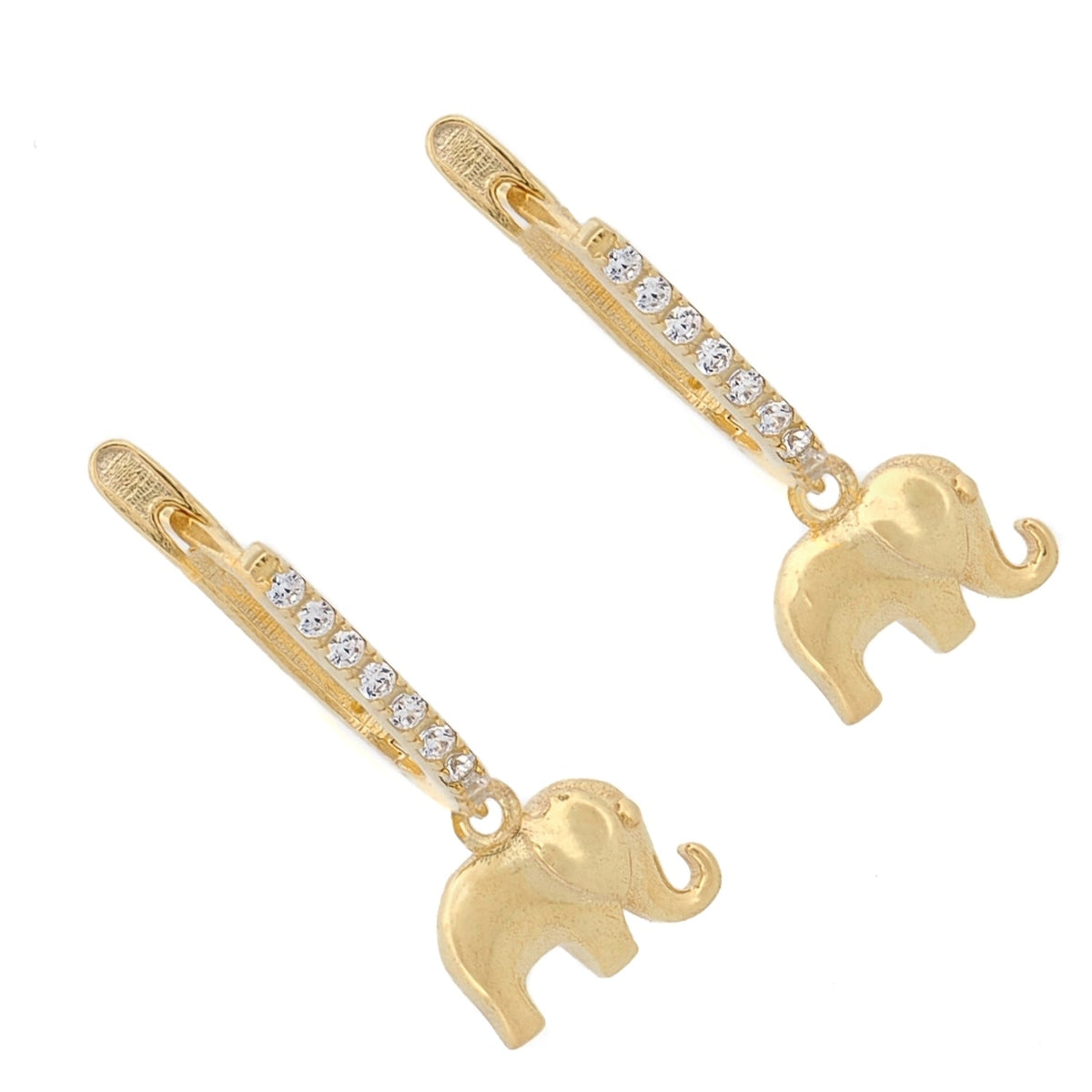 Hinged hoop earrings with delicate gold elephants for everyday elegance and meaning

