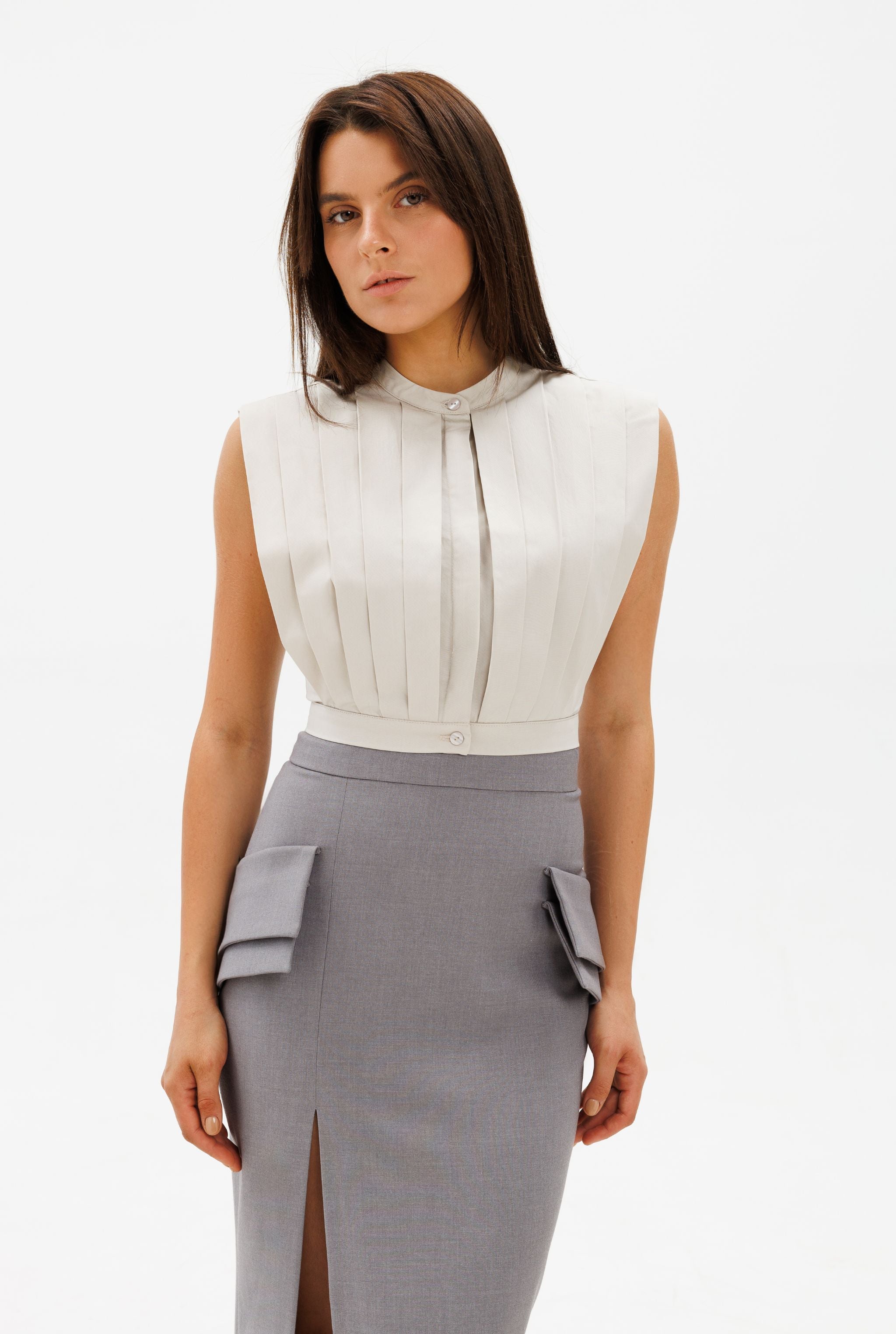 DAR ANN STUDIO - SHELLFISH Top | Gray  , buy at DOORS NYC